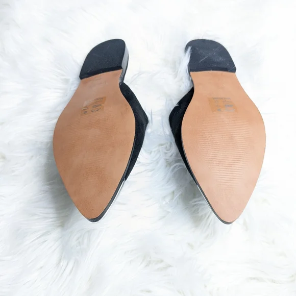 ASOS Suede Mona Black Mule Pointed Cap Toes - Picture 7 of 7